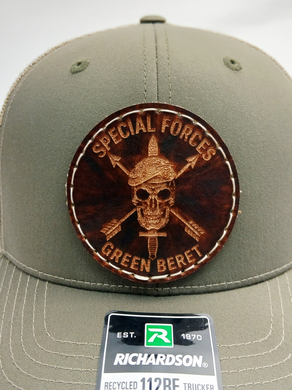 Olive Green Special Forces Green Beret Patch Trucker Hat